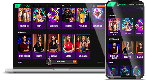 Betinia casino hjemmeside på desktop og mobil