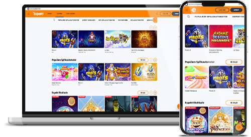 Expekt casino hjemmeside på desktop og mobil