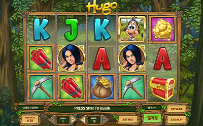 Hugo slots spil på GetLucky online casino i Danmark.