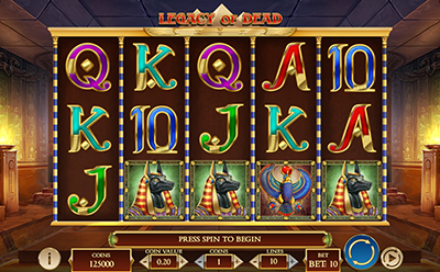 Legacy of Dead slots spil på GetLucky online casino i Danmark.