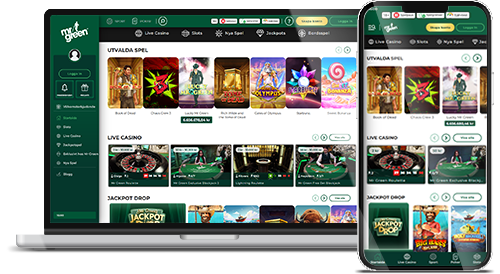 Mr Green casino hjemmeside på desktop og mobil