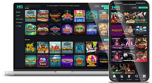 Swift Casino casino hjemmeside på desktop og mobil